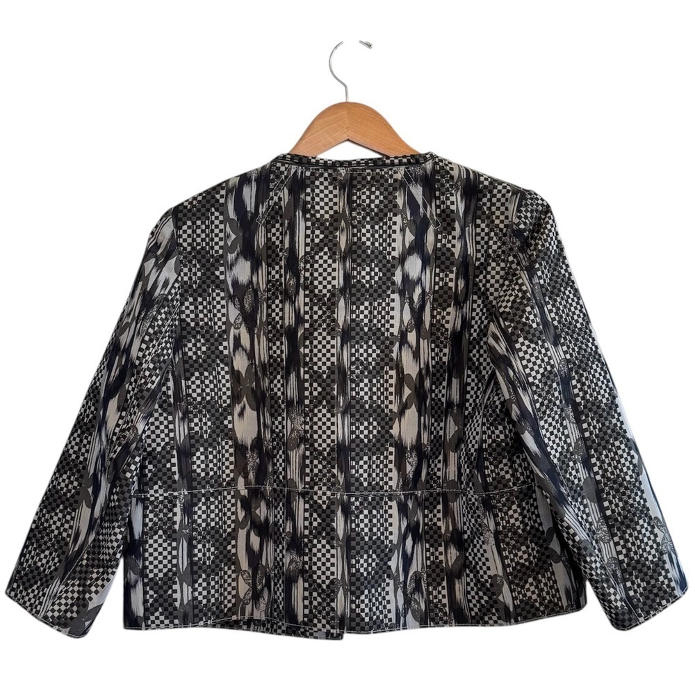 Piazza Sempione Jacket Batik Print Silver Black Buttons Gold Flecks EU 44/US 12 - Picture 2 of 10